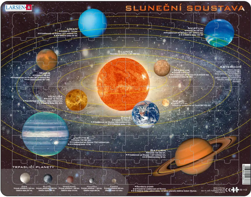 Larsen Vzdělávací puzzle Sluneční soustava 70 dílků