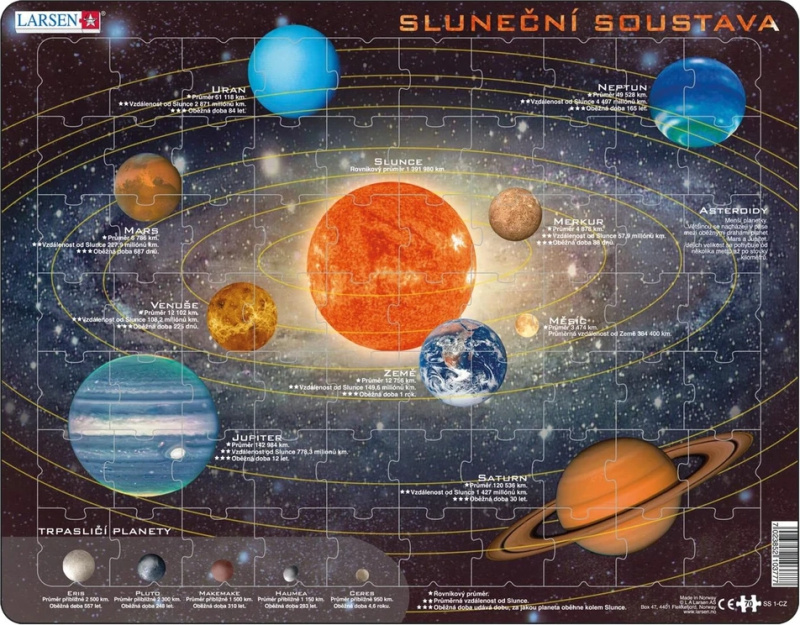 Larsen Vzdělávací puzzle Sluneční soustava 70 dílků