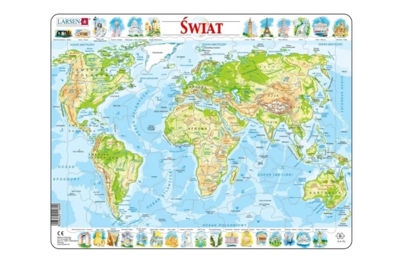 Larsen fyzická mapa světa