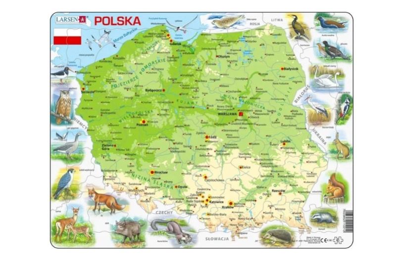Fyzická mapa Polska Larsen - 1 kus