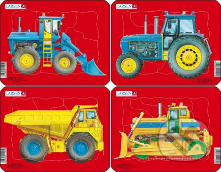 Traktor, nákladiak, bager, buldozér (Z1) (Sada 4 puzzle) - puzzle z kategorie Naučné puzzle