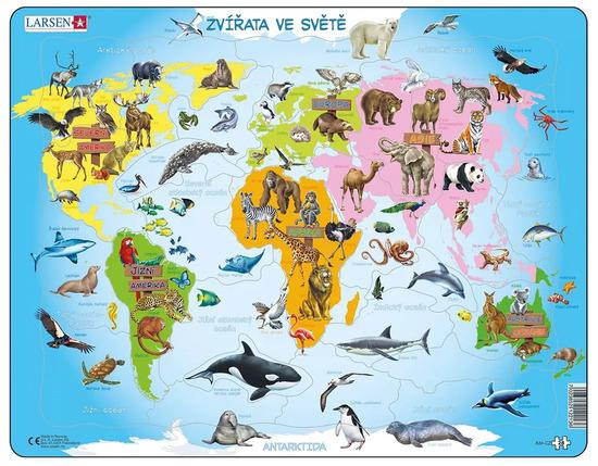 Larsen Vzdělávací puzzle Zvířata ve světě 28 dílků