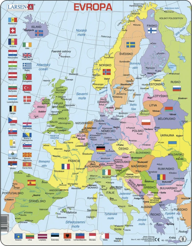 Puzzle MAXI - Mapa Evropy (na šířku)