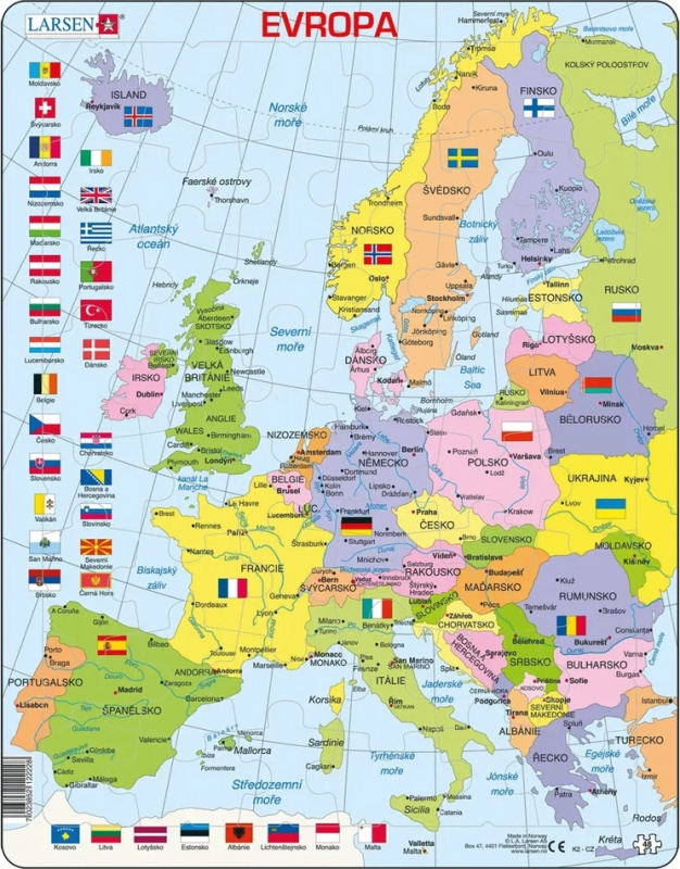 Puzzle MAXI - Mapa Evropy (na šířku)
