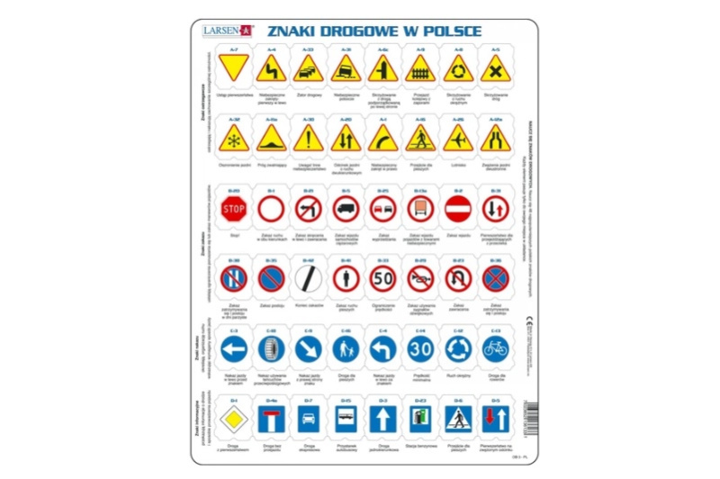 Larsen dopravní značky v Polsku – edukativní puzzle