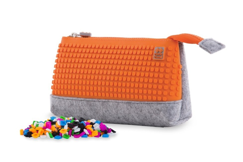 PIXIE CREW velké pouzdro ŠEDÁ/ORANŽOVÁ