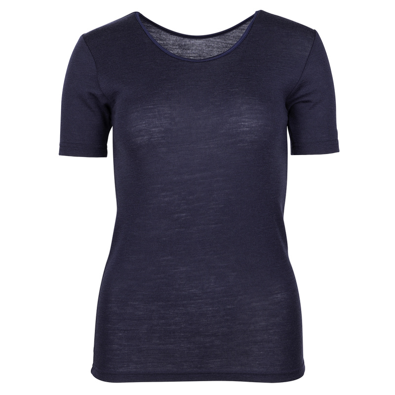Merino triko dámské krátký rukáv tmavě modrá barva JULIE SAFA Velikost: S