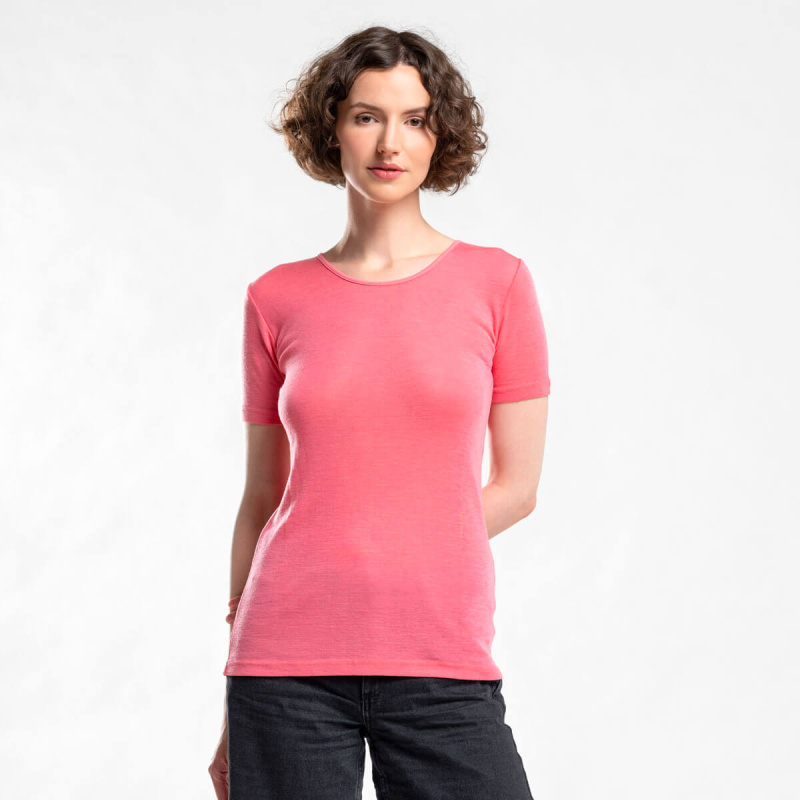 Merino triko dámské krátký rukáv růžové CANDY PINK JULIE SAFA Velikost: M