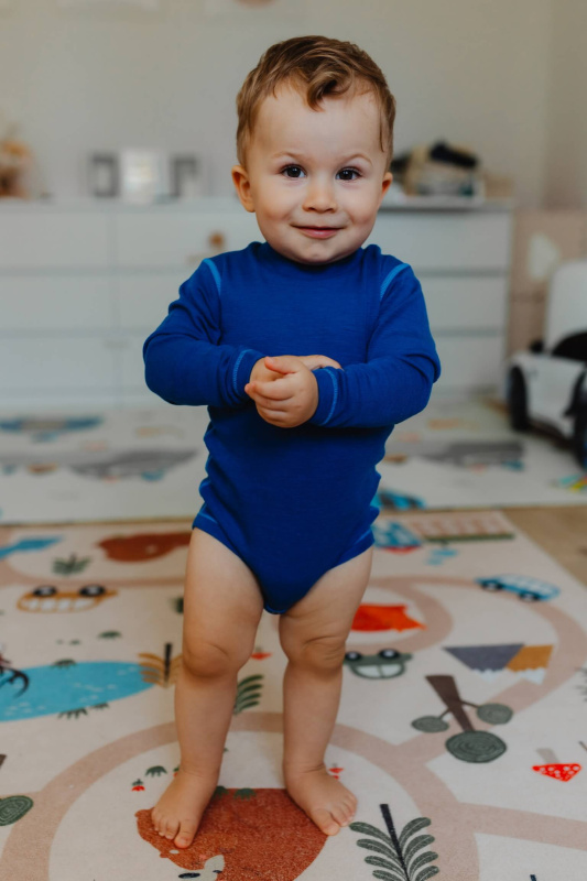 Merino body s kontrastním stehem modré SAFA Velikost: 50/56