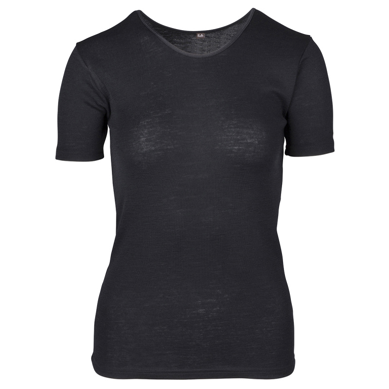 Merino triko dámské krátký rukáv černá barva Kristine SAFA Velikost: M