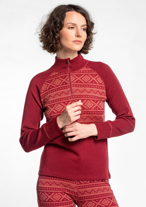 Dámské merino triko s rolákem dlouhý rukáv vínové ASTRID SAFA Velikost: XL
