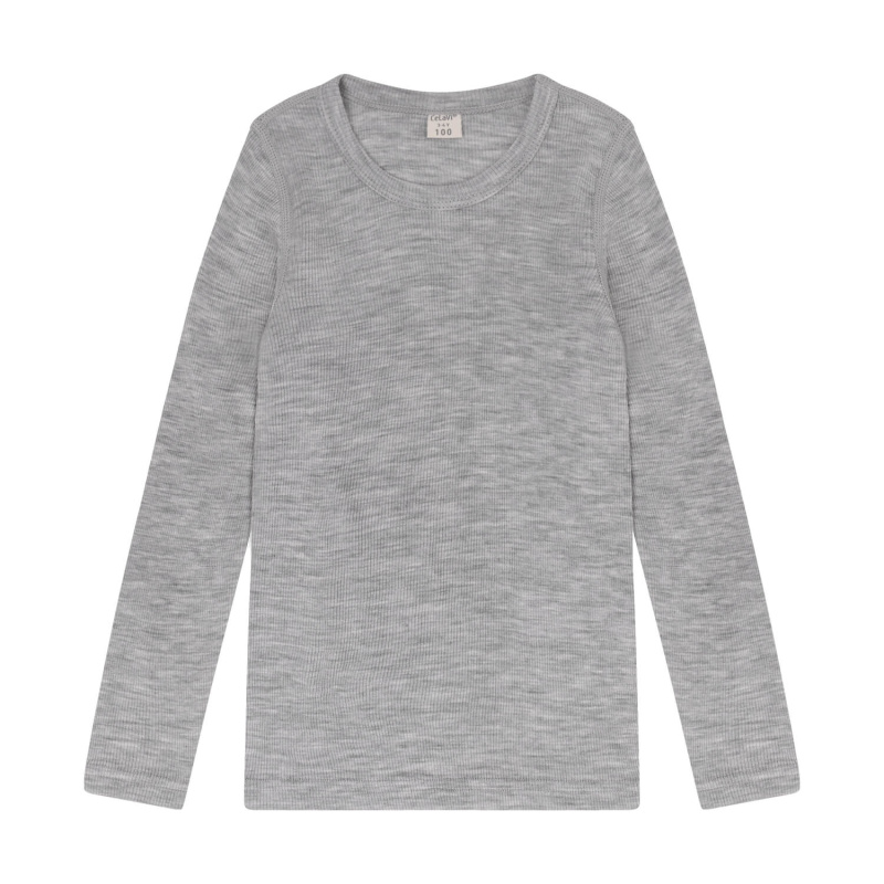Dětské merino triko 100% Extra Fine dlouhý rukáv CeLaVi – šedé Alloy Melange Velikost: 86/92