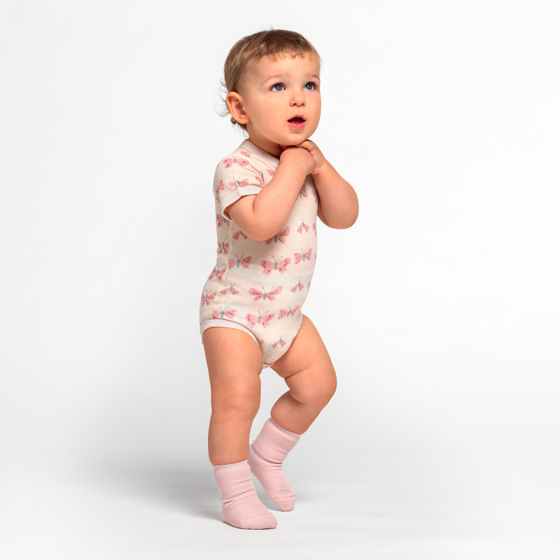 Bambusové body s merinem krátký rukáv motýlci SAFA Velikost: 74/80