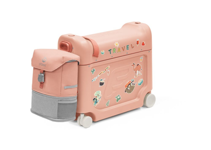 STOKKE® JetKids™ Travel bundle: BedBox™ + Crew BackPack™ cestovatelský set - Coral Pink