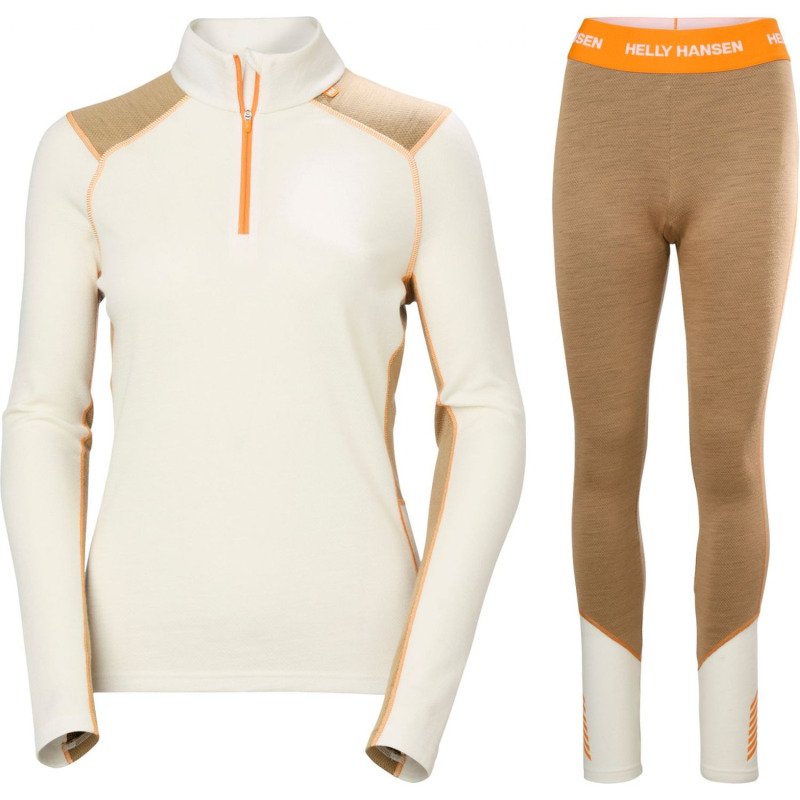 Helly Hansen Lifa Merino Midweight 1/2 Zip Sada, dámská, bílá/hnědá