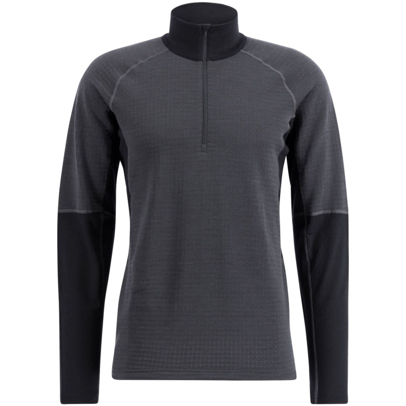 Lundhags Prime Merino Half Zip, střední vrstva, pánské, šedá/černá