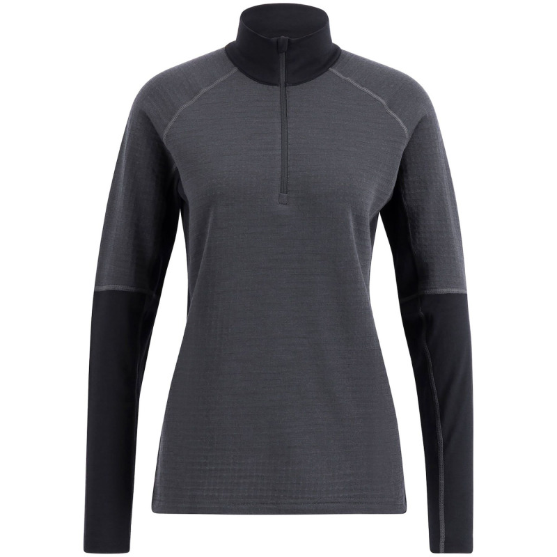 Lundhags Prime Merino Half Zip, střední vrstva, dámské, šedá/černá