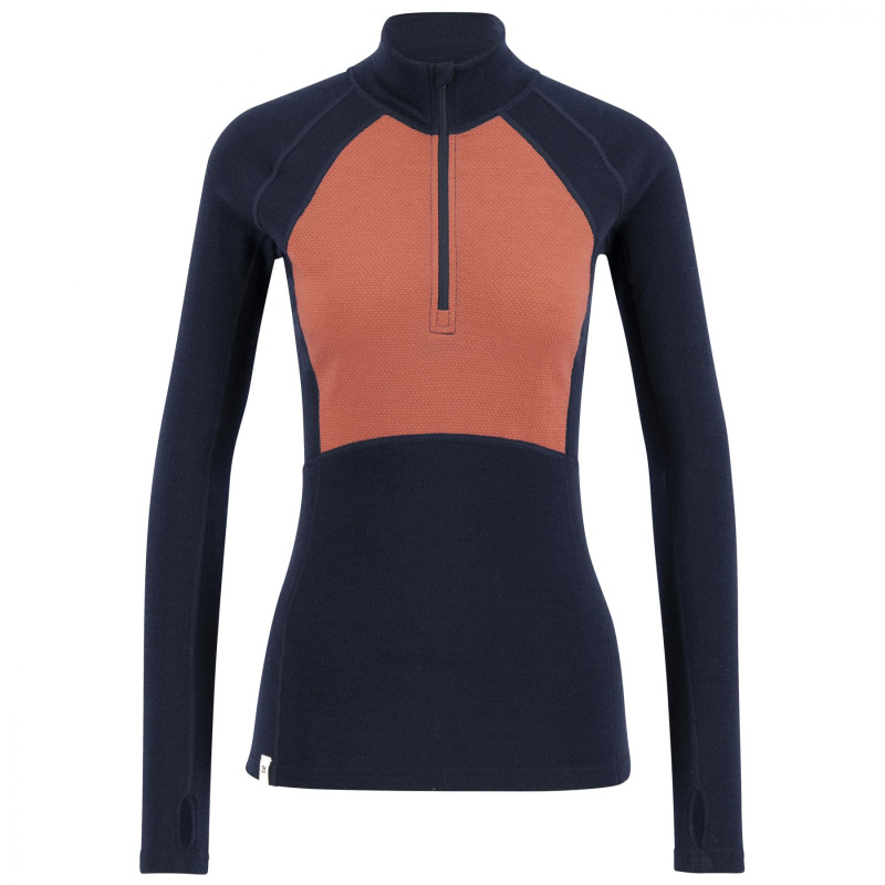 Ulvang Peak Map Half Zip, lyžařská spodní košile, dámská, tmavě modrá/růžová
