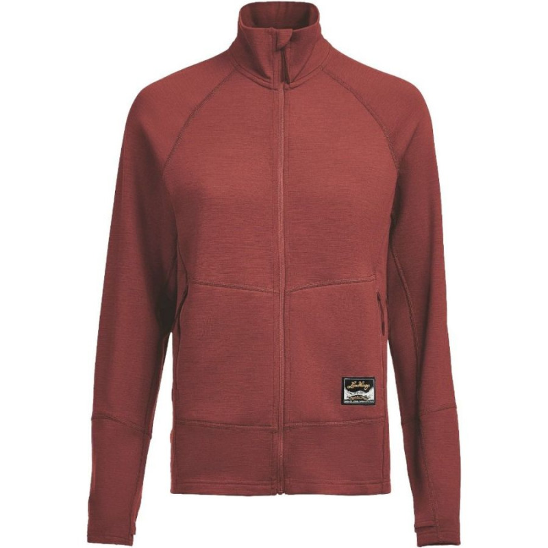 Lundhags Tived Merino Full Zip W, střední vrstva, černá, červená