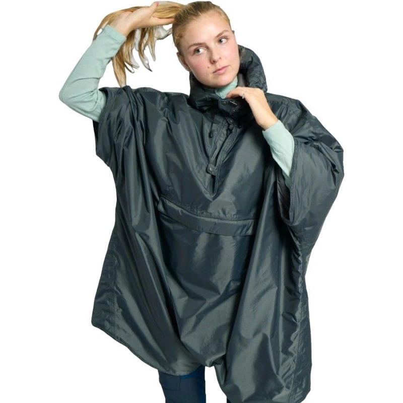 Helsport Pro Fjell Poncho Insulated, Dark Shadow / Ruby Red, M/L, pláštěnka, šedá