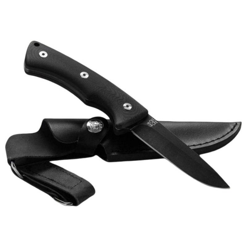 Oyo Falketind Knife W/ Leather Sheath, turistický nůž, černá