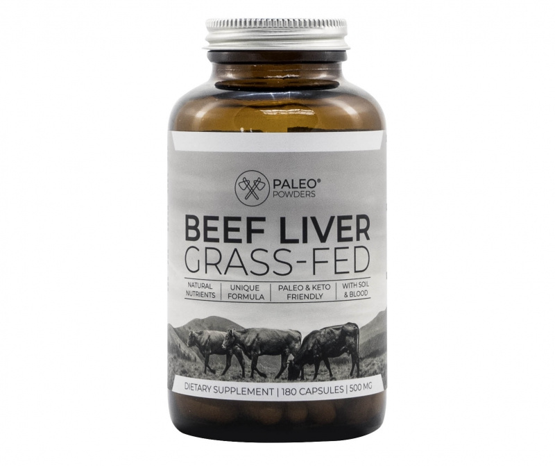 Paleo Powders Hovězí játra (grass-fed beef liver), 180 kapslí