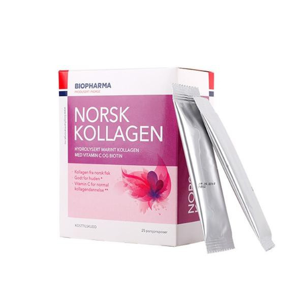 Biopharma Norsk Kollagen Hydrolyzovaný mořský kolagen s vitamínem C a biotinem bez příchuti, 25x5 g