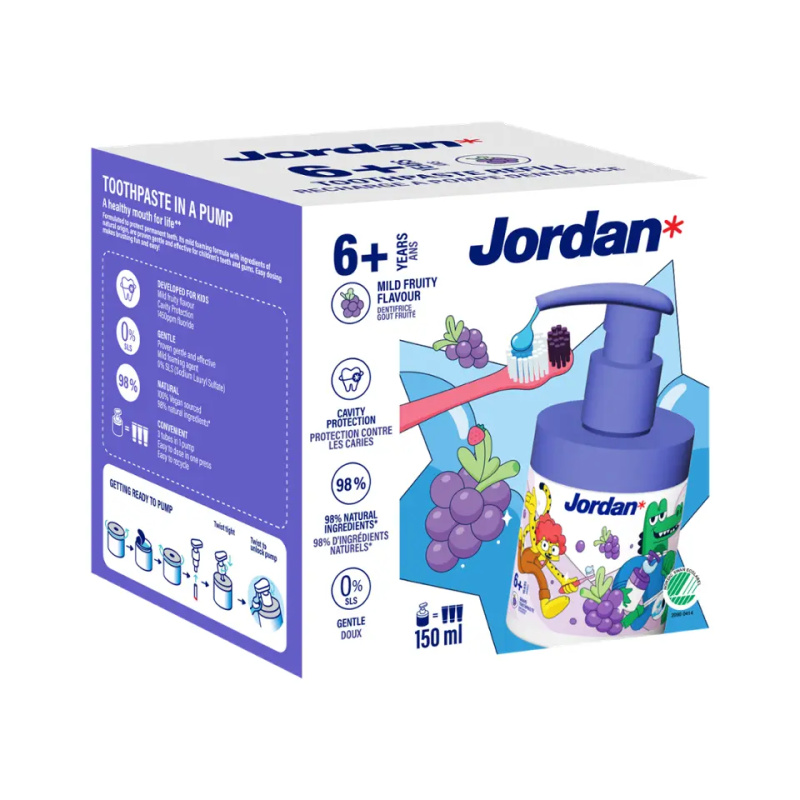 Jordan Dětská zubní pasta s pumpičkou Junior 6+ 150 ml