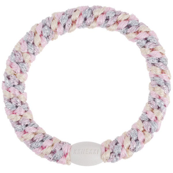 KKNEKKI Mix Silver Pink Glitter gumička do vlasů (třpytivý stříbrno-růžový mix) 1 ks