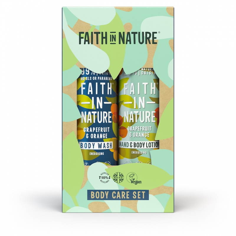 Faith in Nature Dárková sada Péče o tělo - Tělové mléko a sprchový gel grapefruit a pomeranč