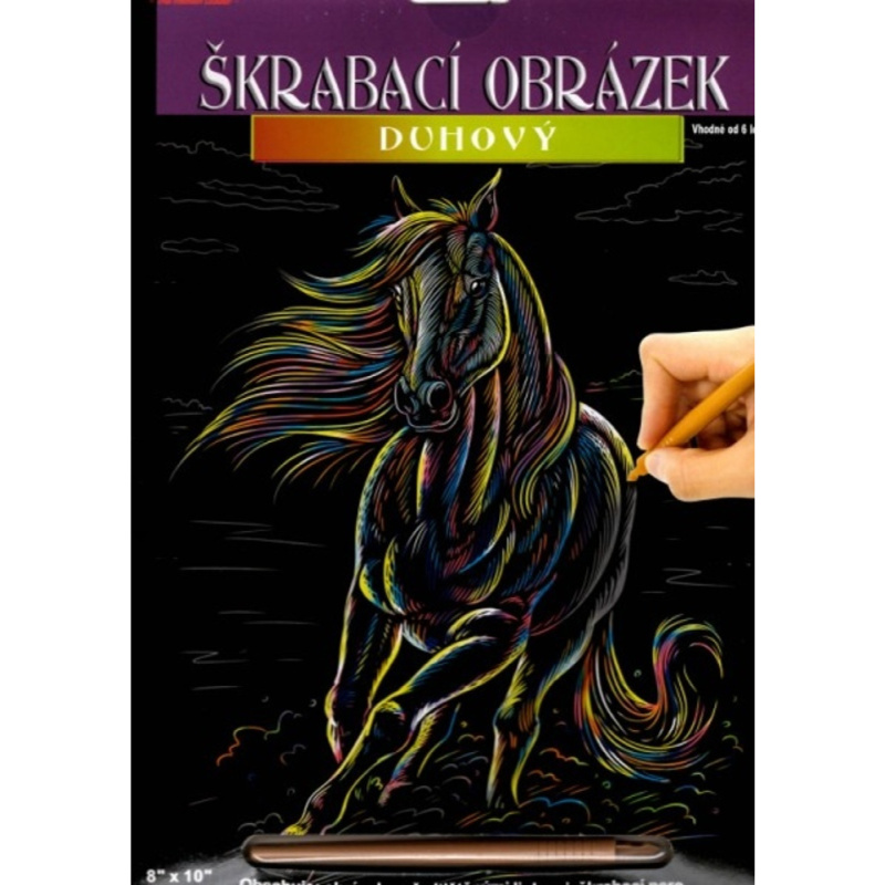 Škrabací obrázek duhový kůň