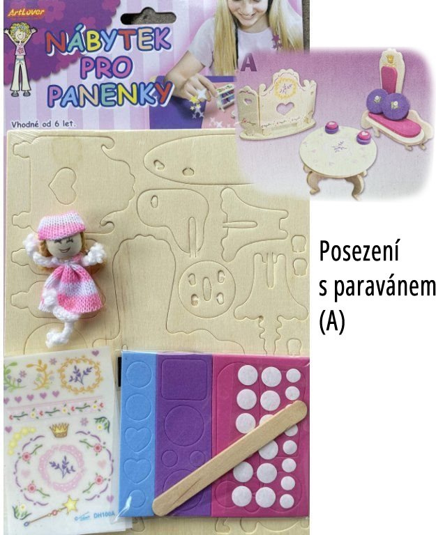ARTLOVER 3D dřevěné puzzle s panenkou Artlover Nábytek: Posezení s paravánem