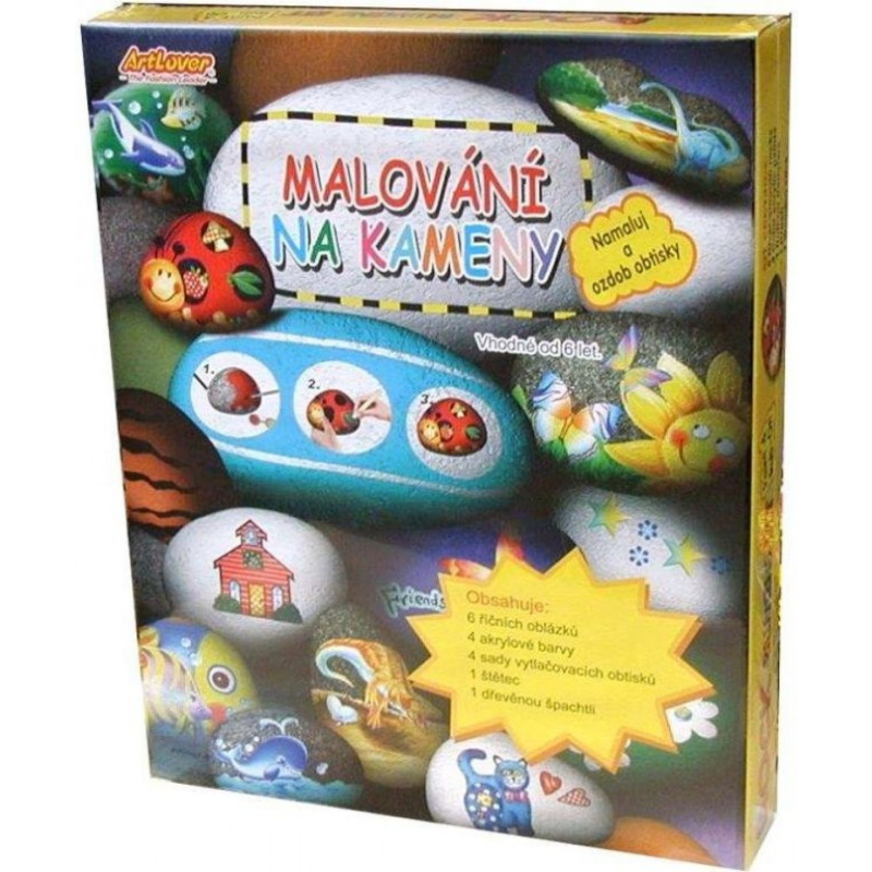 Výtvarná sada box - Malování na kameny, 6 kamenů