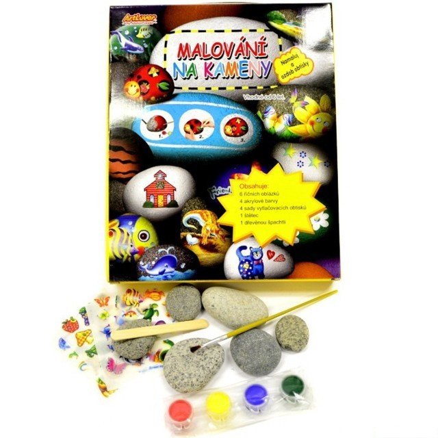 Výtvarná sada box - Malování na kameny, 6 kamenů