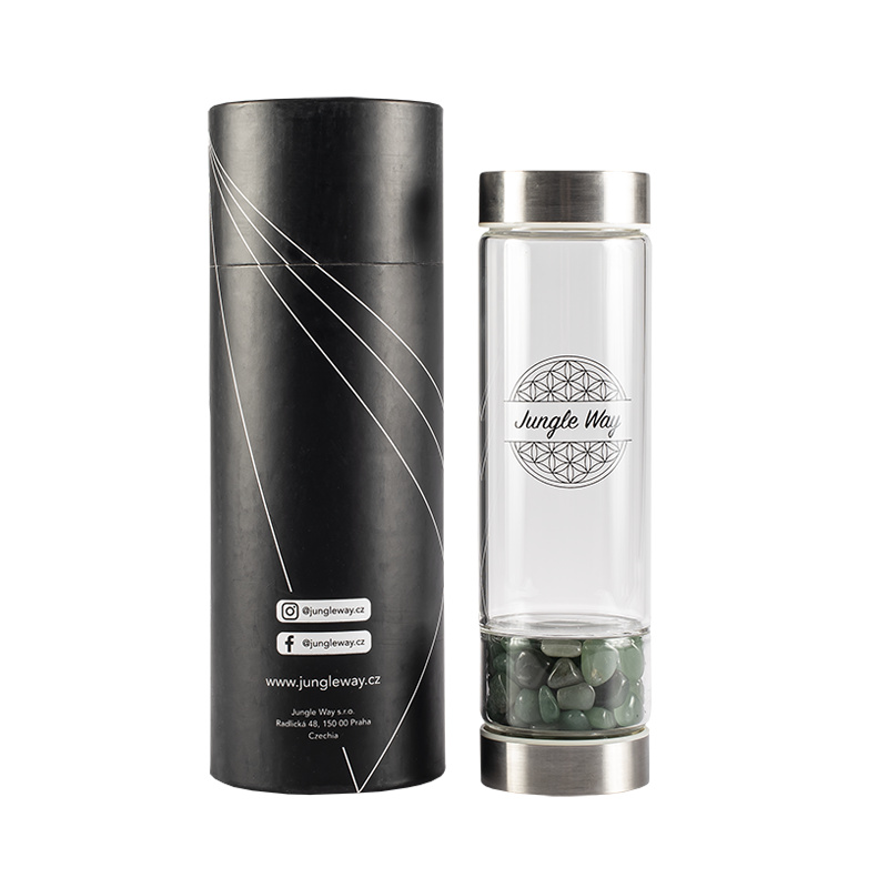 Designová skleněná láhev Jungle Way s avanturínem, 600ml