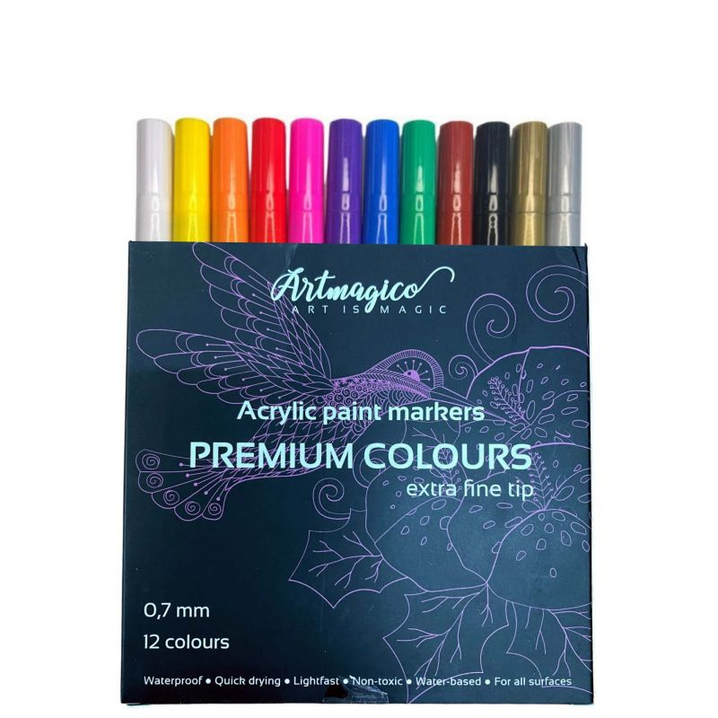 Sada akrylových popisovačů Artmagico s Extra jemným hrotem (0,7 mm) 12 ks