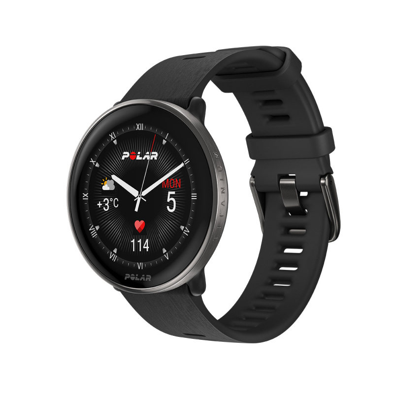 Polar Fitness a wellness hodinky Ignite 3 Titanium, silikonový řemínek velikost S-L, černá 900110027