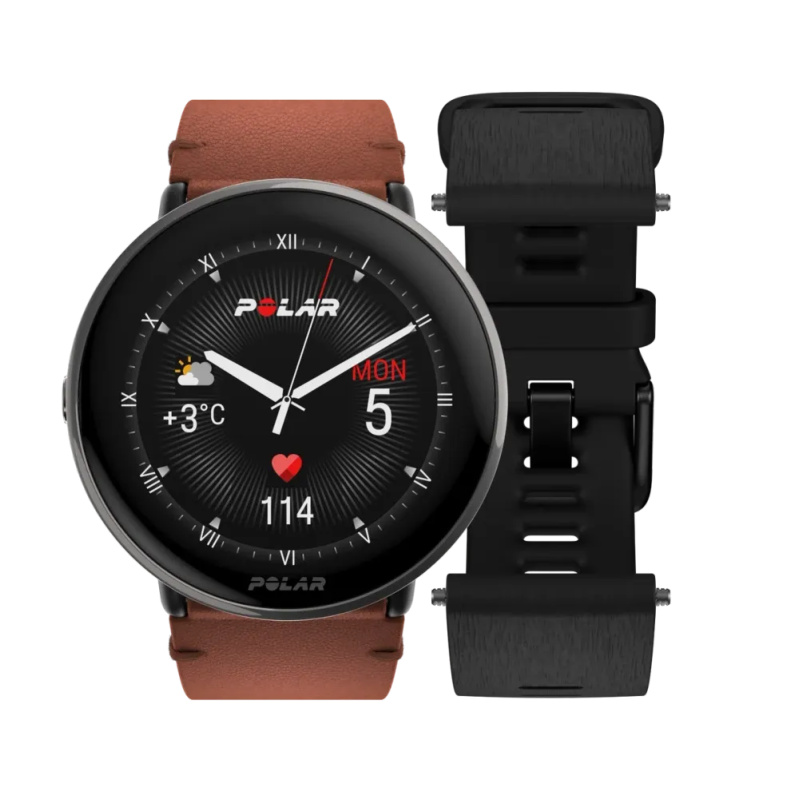 Polar Fitness a wellness hodinky Ignite 3 Titanium, kožený + silikonový řemínek, velikost S-L 900110028