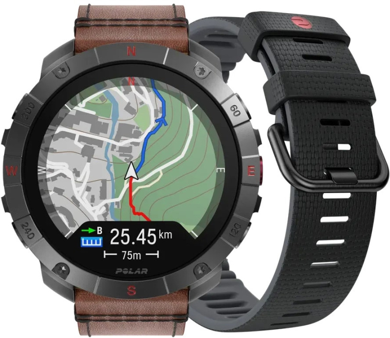 Polar Outdoor sporttestr Grit X2 Pro Titan, kožený + silikonový řemínek, velikost M-L 900110288