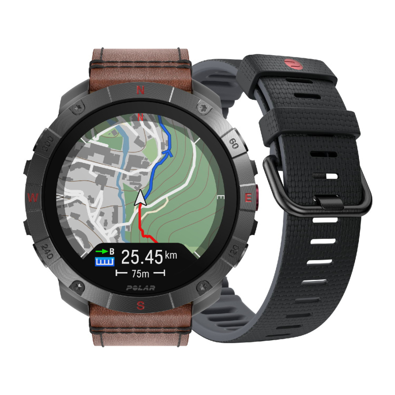 Polar Outdoor sporttestr Grit X2 Pro Titan, kožený + silikonový řemínek, velikost M-L 900110288