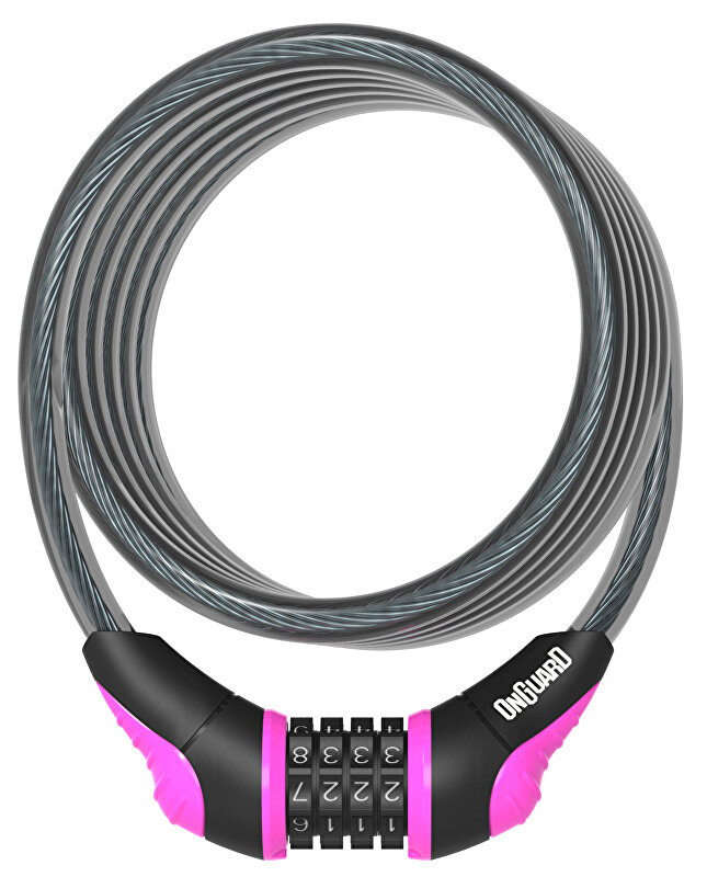 zámek ONGUARD spirála 1800x10 mm kódový růžový Barva: Černá, Velikost: 1800