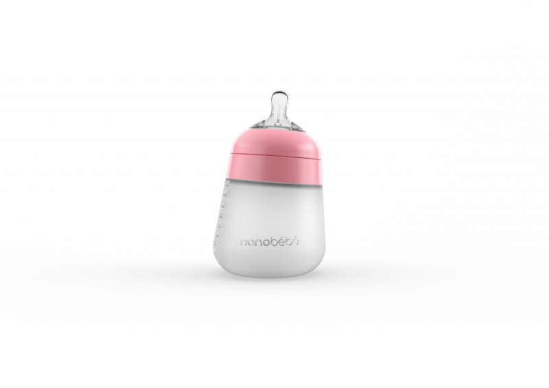 Nanobébé Silikonová dětská Flexy láhev 270ml 1ks - růžová