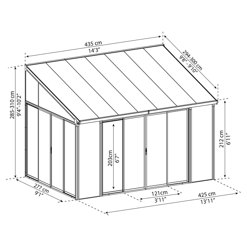 Palram - Canopia Torino 3 x 4,25 antracit - zimní zahrada