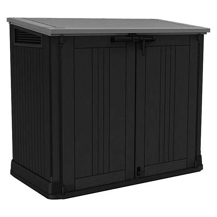 Úložný box Keter / 132 x 71,5 x 113,5 cm / 120 l / plast / dvoje dveře / výklopné víko / sklon střechy 7° / polypropylen / antracitová/černá Varianta…