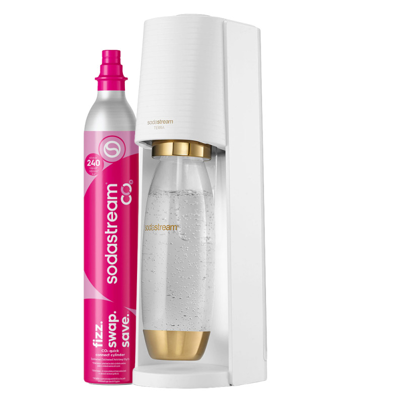 SodaStream Terra White Gold Moderní a stylový přístroj na výrobu domácí perlivé vody 1&times;  SodaStream TERRA bílá - zlatá edice, 1&times;