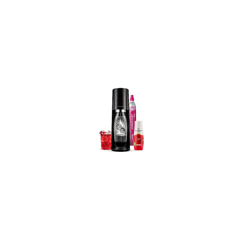 SodaStream TERRA BLACK Malina Zero Megapack TERRA BLACK Malina Zero 1&times;  výrobník TERRA černý, 1&times;  QuickConnect bombička CO₂ až pro 80 l,