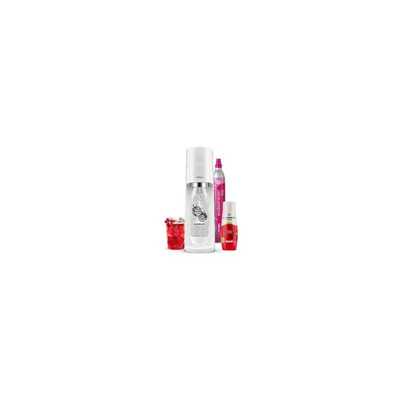SodaStream TERRA White Malina Zero Megapack TERRA White Malina Zero 1&times;  výrobník TERRA bílý, 1&times;  QuickConnect bombička CO₂ až pro 80 l,