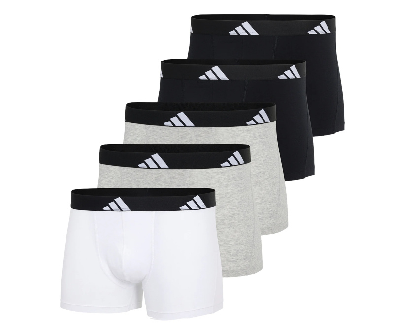 Boxerky adidas Active Flex Cotton, 3 ks, bílá, šedá, černá