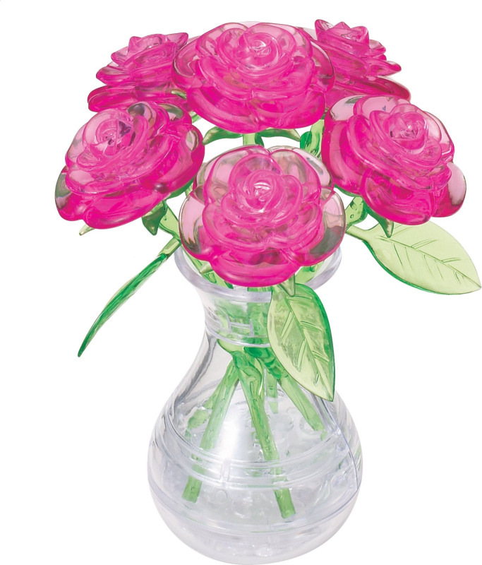3D Crystal puzzle Kytice růží (růžová) 47 dílků