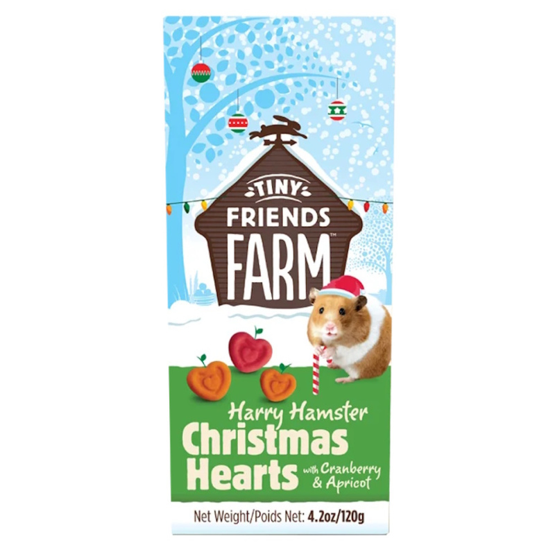 SUPREME Tiny Friends Farm  Christmas hearts pamlsky s brusinkou a meruňkou 120 g